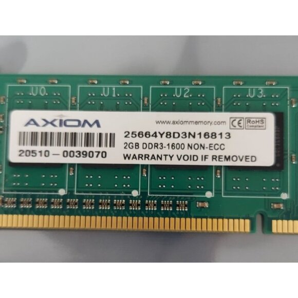 Axiom 2GB DDR3-1600 25664Y8D3N16813 DIMM PC3-12800 Desktop 240-Pin non-ECC - Picture 2 of 4